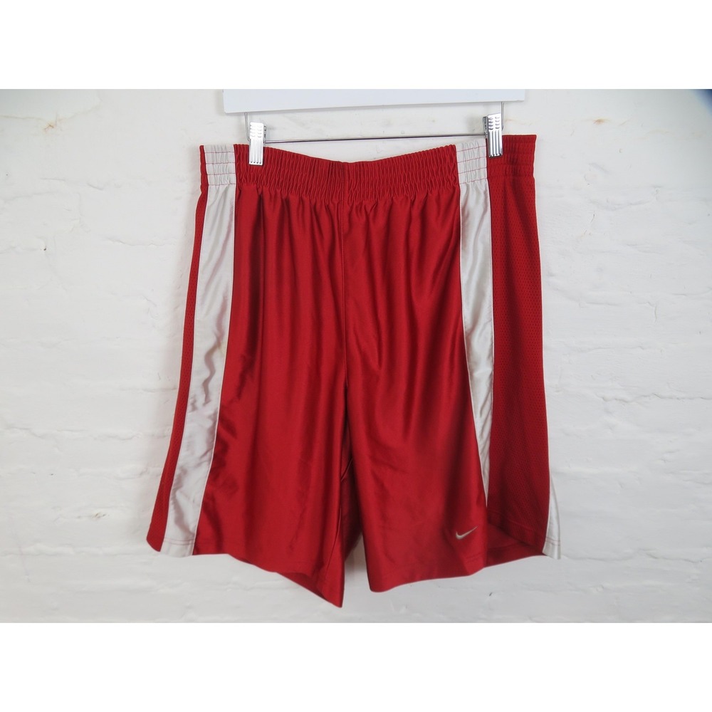 Vintage Nike Basketball Shorts Mens XL Red Shiny Dazzle 10" Inseam Pockets Baggy